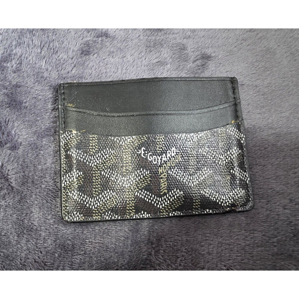 Awesome GOYARD Men's Black Print LOGO Card Holder WALLET Saint Sulpice EuC